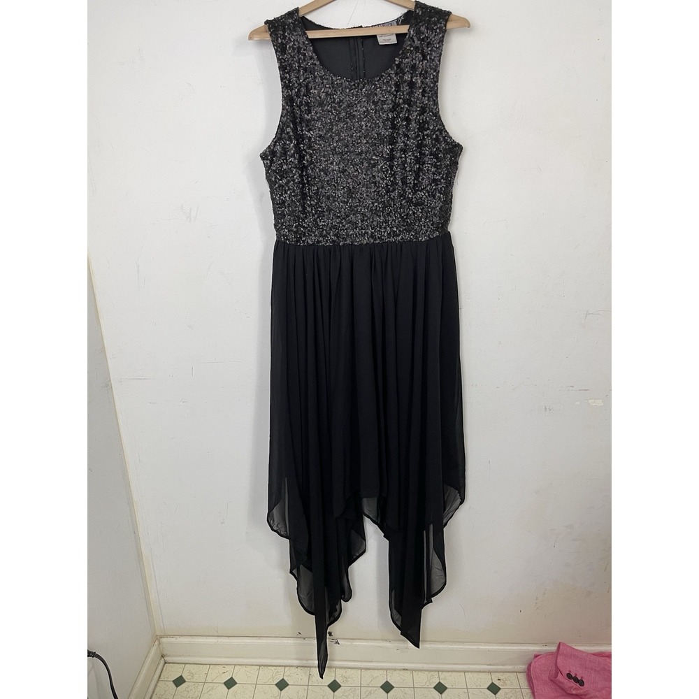 The Pyramid Collection Womens Dress Large‎ Goth Witchy Prom Black Asymmetrical